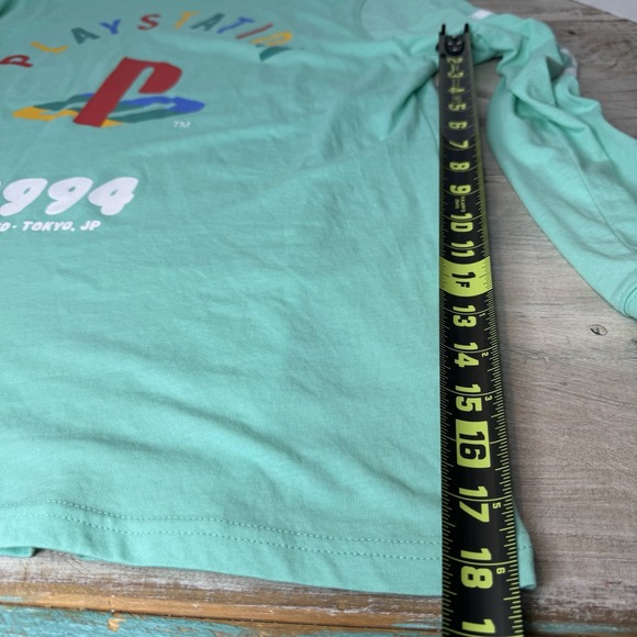PlayStation Long Sleeve T-Shirt Mint Green 1994 Tokyo Japan Gaming Tee - Picture 7 of 7